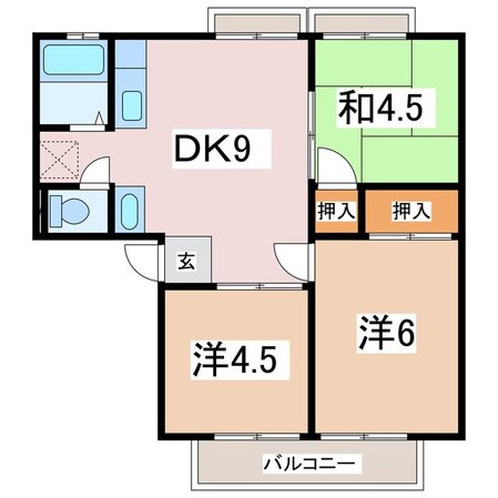 パナハイツミヤサカＡの物件間取画像